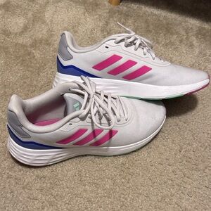 Adidas Women's White and Pink Athletic Shoes